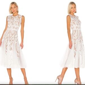 Bronx and Banco White Lace Midi Dress